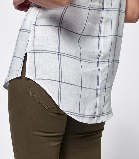 European Linen Sleeveless Shirt - White Check