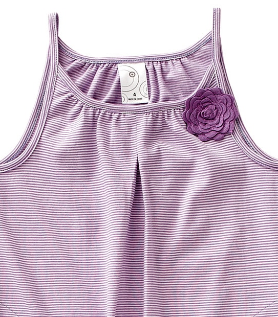 Girls' Striped Knit Cotton Dress - Purple