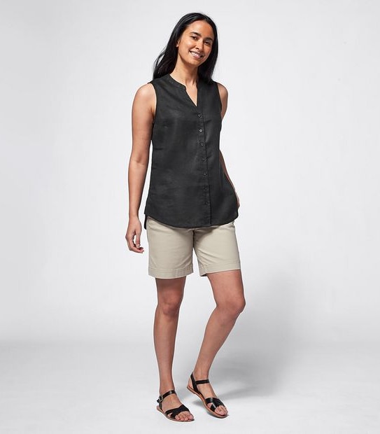 European Linen Sleeveless Shirt - Black