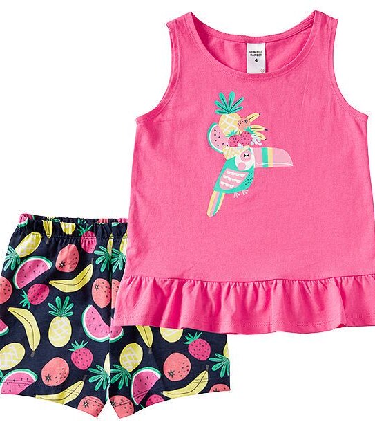 Toucan Fruit Print Sleeveless Pyjama Set 