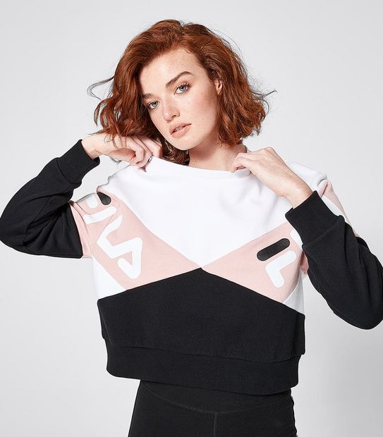 Fila Elana Spliced Crew Jumper - Black/Pink