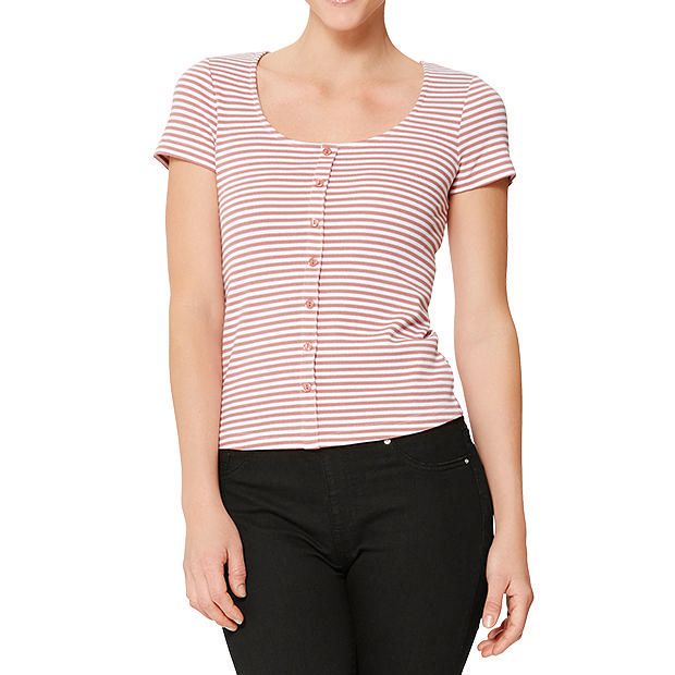 Lily Loves Button Front Ribbed Top Lily Loves Button Front Ribbed Top