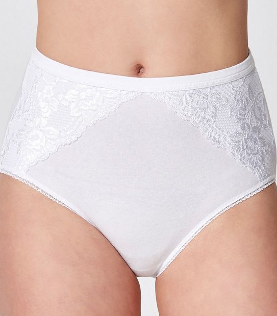 Cotton and Lace Full Briefs - White