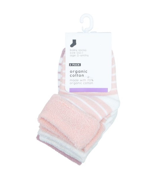3 Pack Baby Organic Cotton Terry Turn Top Socks