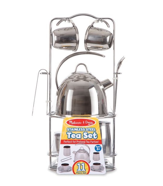 Melissa & Doug: Stainless Steel Tea Set & Storage Stand 