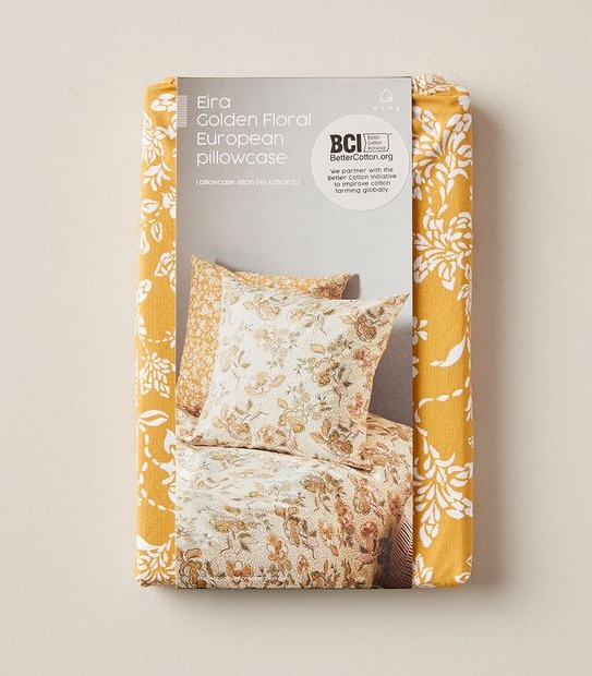 Eira Golden Floral European Pillowcase