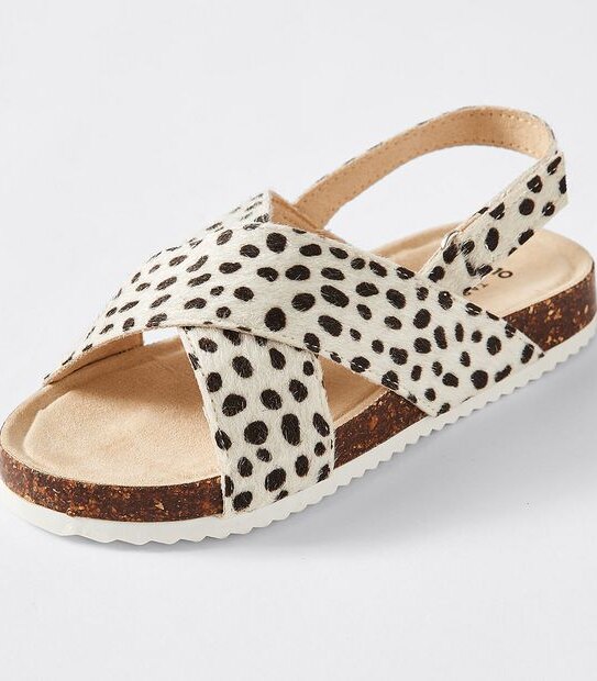 Pony Hair Spot Print Cross Sandal