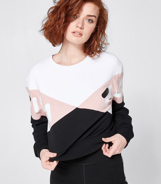 Fila Elana Spliced Crew Jumper - Black/Pink