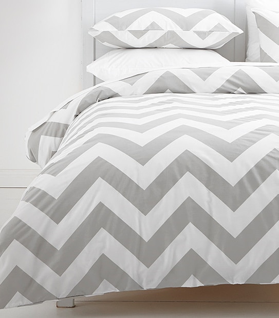 Essentials Coby Quilt Cover Set - Grey/White
