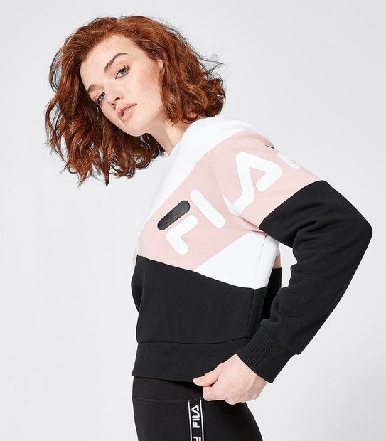 Fila Elana Spliced Crew Jumper - Black/Pink