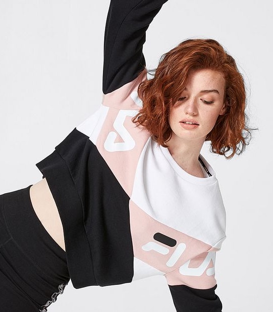Fila Elana Spliced Crew Jumper - Black/Pink