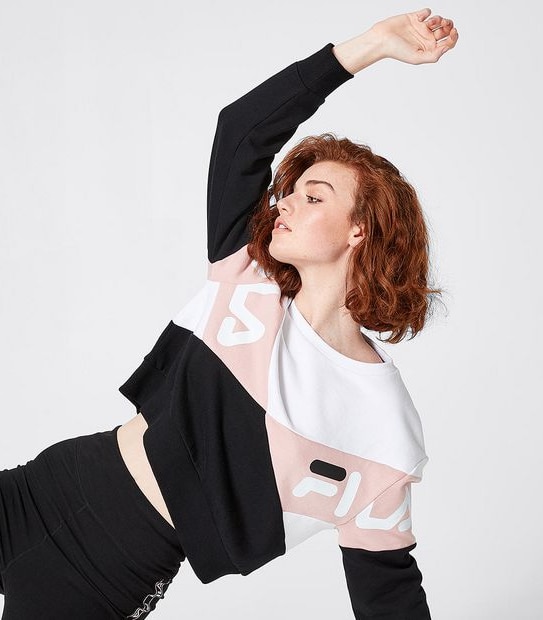 Fila Elana Spliced Crew Jumper - Black/Pink