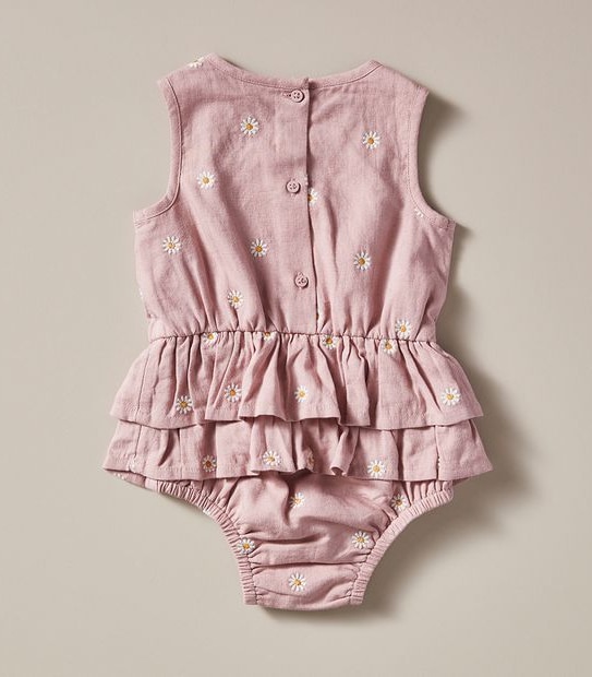Baby Linen Blend Frill Bodysuit