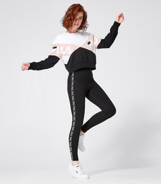 Fila Elana Spliced Crew Jumper - Black/Pink