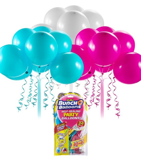 ZURU Bunch O Balloons Self-Sealing Celebration Party Balloons! 24 Pack - Pink/White/Teal
