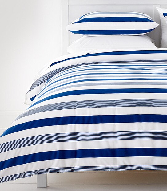 Essentials Torbin Quilt Cover Set - Blue/White