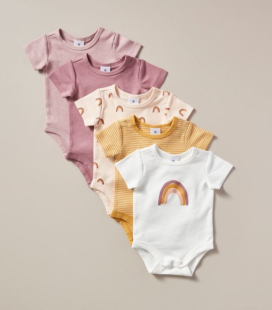 Baby Organic Cotton 5 Pack Bodysuits