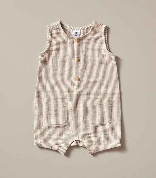 Linen Blend Striped Romper