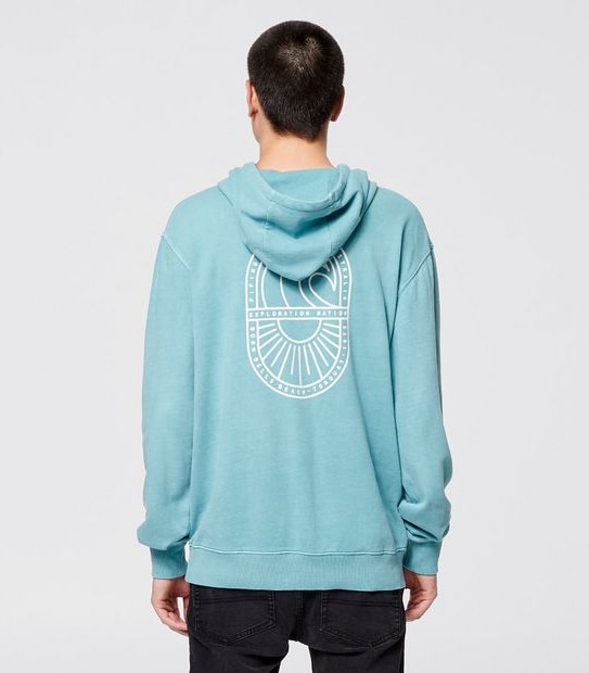 Piping Hot Wave Pullover Hoodie - Teal