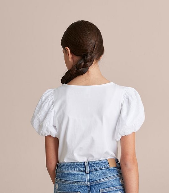 Broderie Puff Sleeve T-shirt