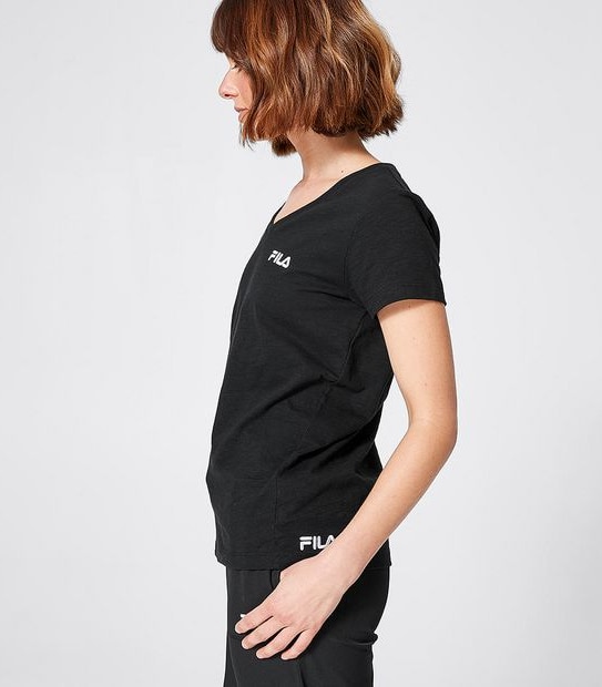 Fila Blaire Cotton V-Neck T-Shirt - Black