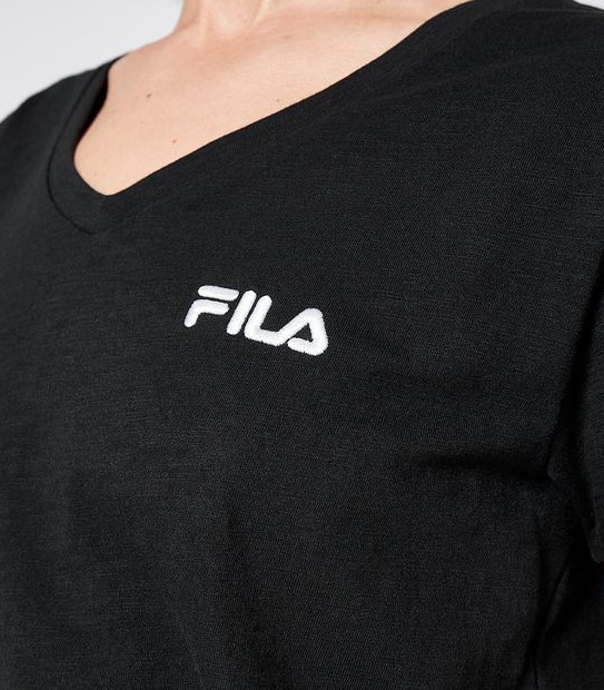 Fila Blaire Cotton V-Neck T-Shirt - Black