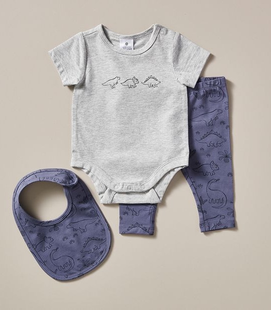 3 Piece Baby Organic Cotton Dinosaur Set