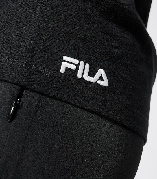 Fila Blaire Cotton V-Neck T-Shirt - Black