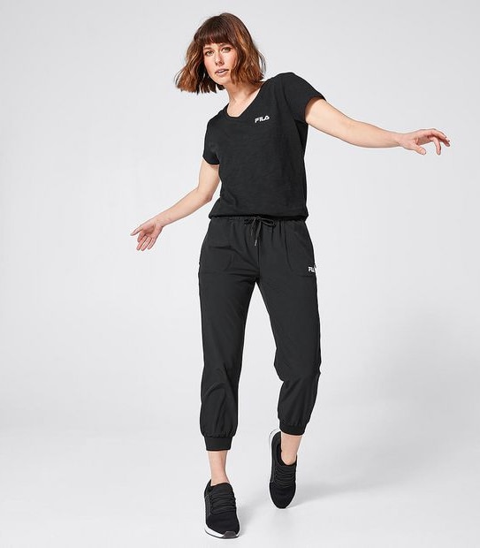 Fila Blaire Cotton V-Neck T-Shirt - Black