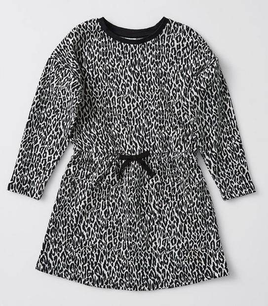 Leopard Print Knit Dress - Black/White