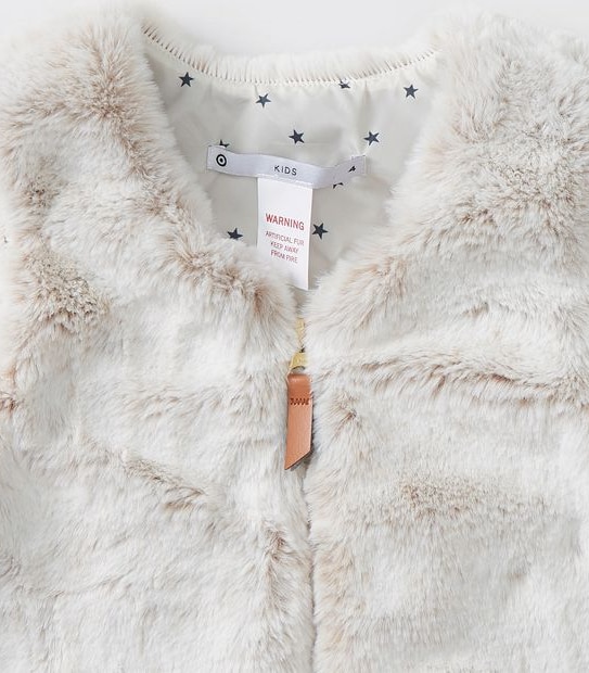 Girls Faux Fur Vest - Neutral