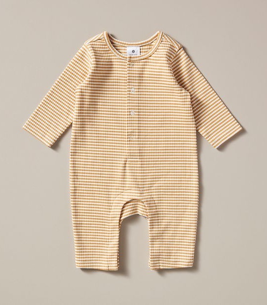 Baby Organic Cotton Henley Rib Coverall