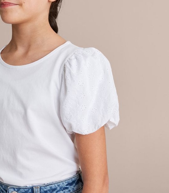 Broderie Puff Sleeve T-shirt