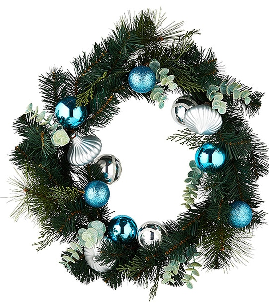Green Wreath with Glitter Balls & Leaves