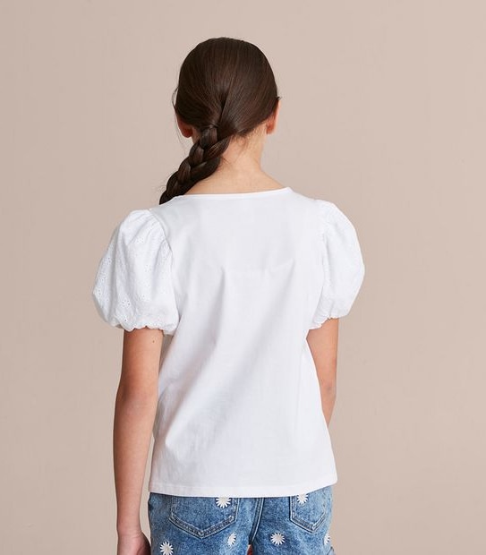 Broderie Puff Sleeve T-shirt