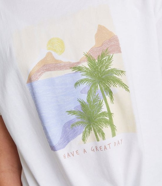 Graphic Print Tie Front T-shirt 2 of 5