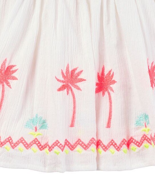 Embroidered Cheesecloth Shirred Waist Skirt