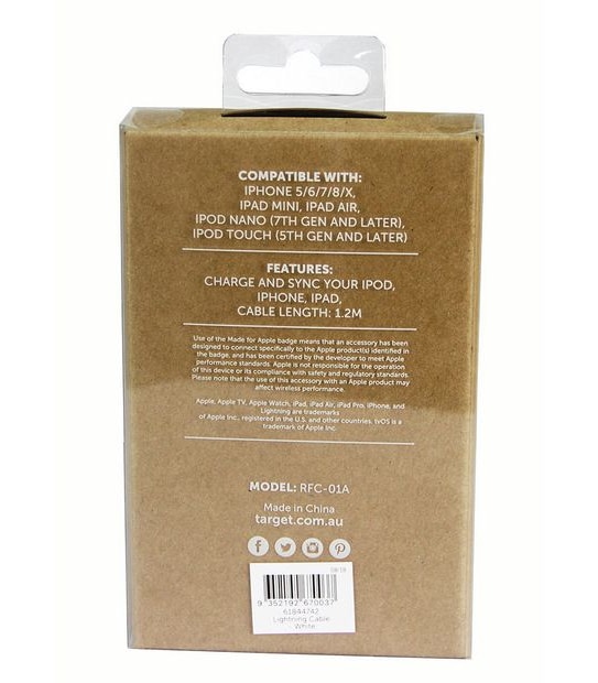 Target 1.2m Lighting To USB Cable