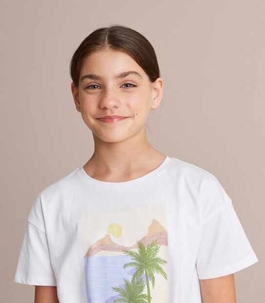 Graphic Print Tie Front T-shirt