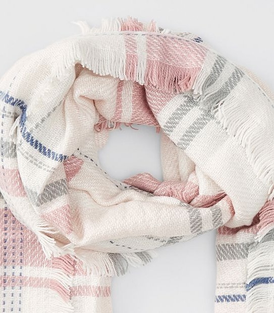 Woven Blanket Check Scarf - Blush Multi