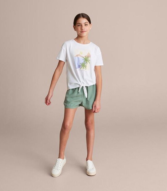 Graphic Print Tie Front T-shirt 4 of 5