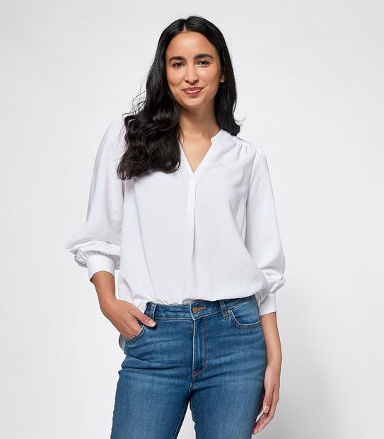 Linen Blend Overhead Blouse