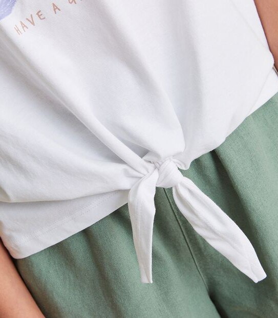 Graphic Print Tie Front T-shirt