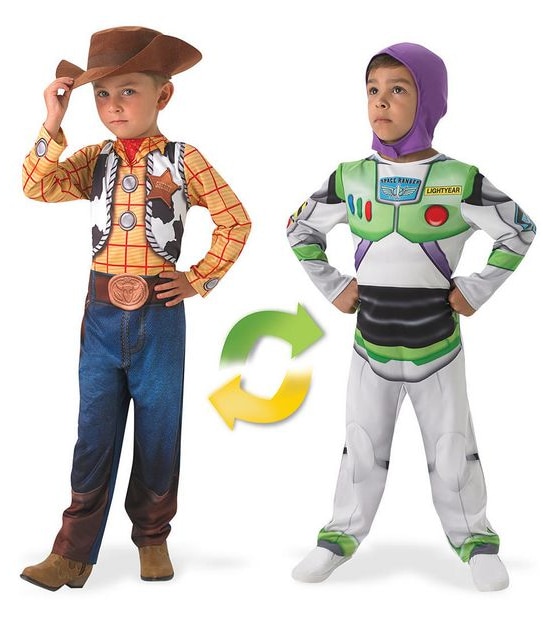 Disney Pixar Toy Story: Woody To Buzz Lightyear Deluxe Reversible Child Costume - Size 3-5 years
