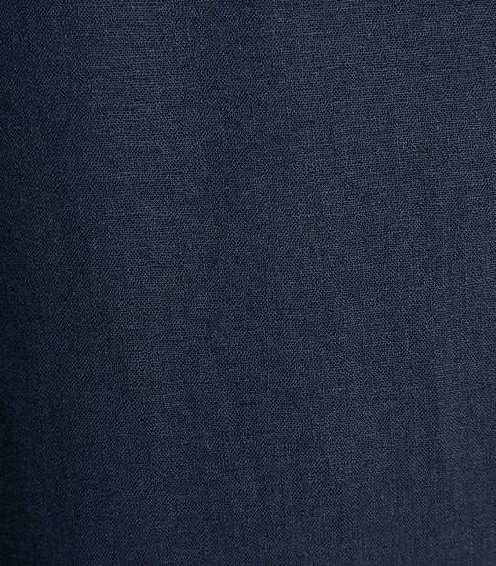 Linen Blend Shirred Wide Leg Pants