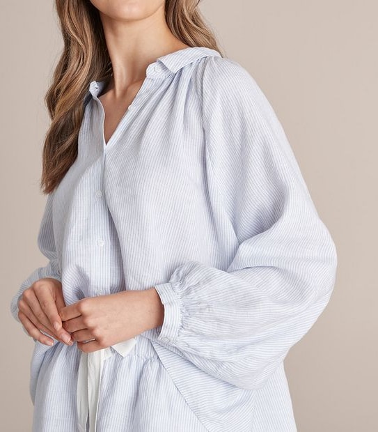 European Linen Puff Sleeve Shirt