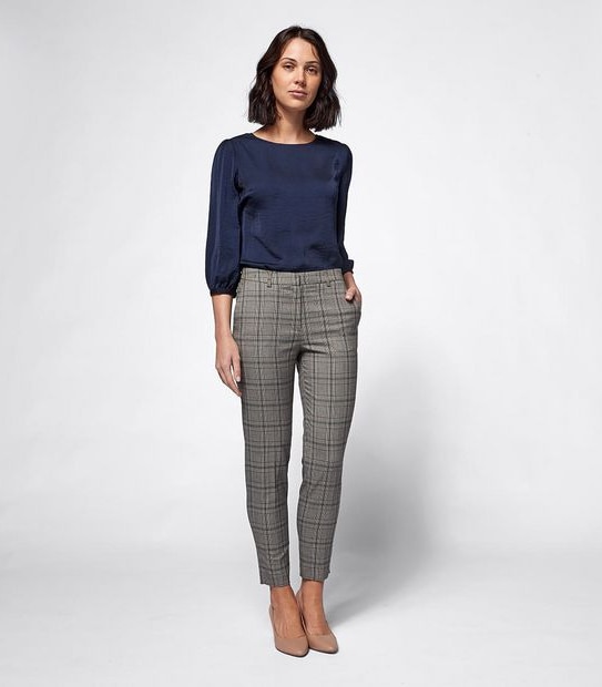 Preview Kate Ankle Length Slim Pants - Check