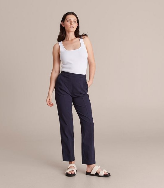 Preview High Waist Straight Bengaline Pants