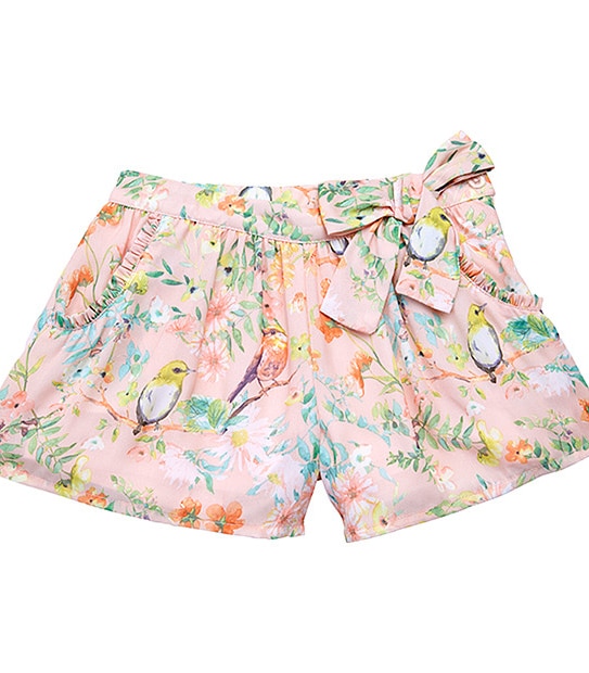 Girls' Sista Floral Bird Print Shorts