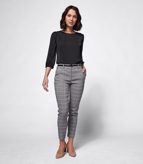 Preview Ankle Slim Bengaline Pants - Check